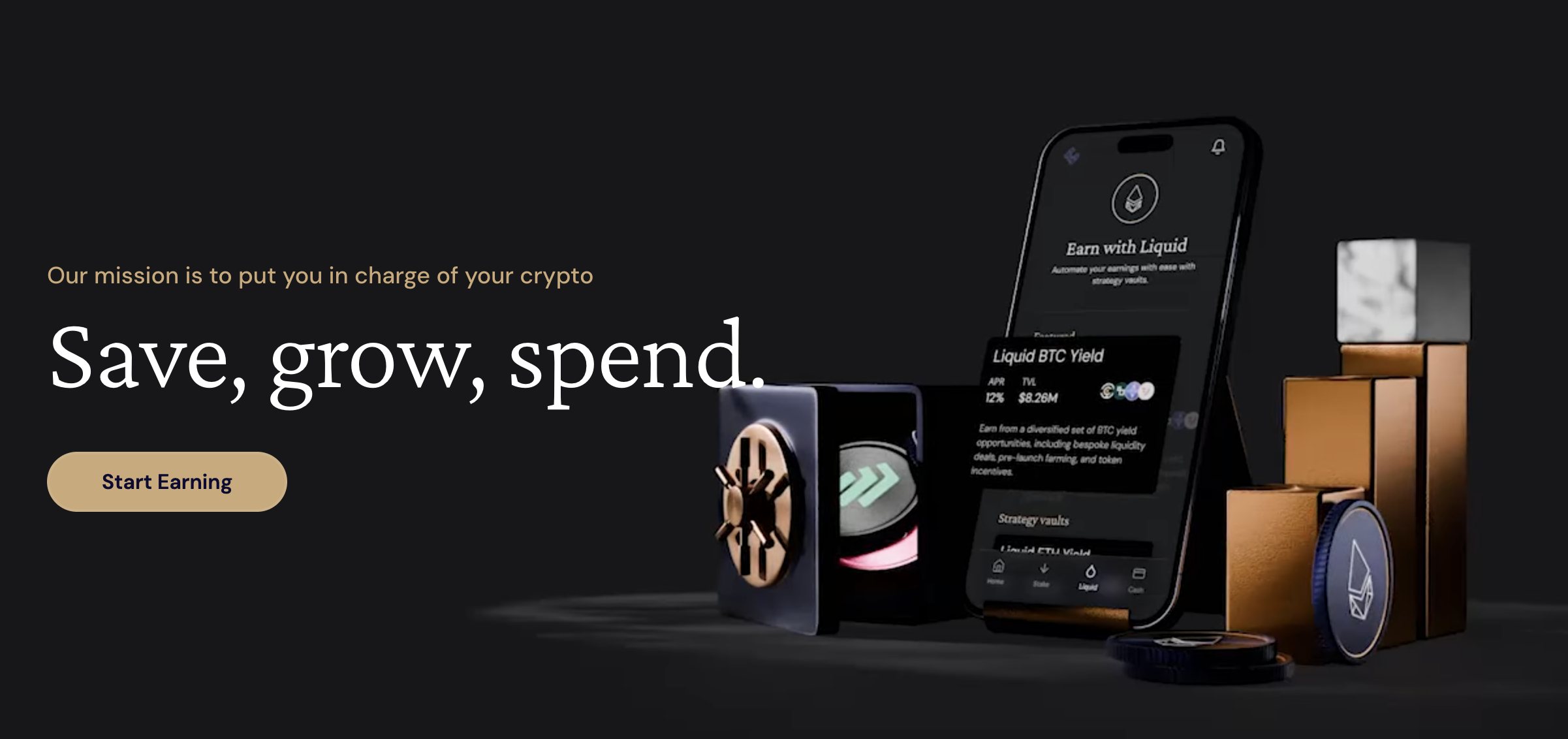 EtherFi Cash save, grow, spend hero image